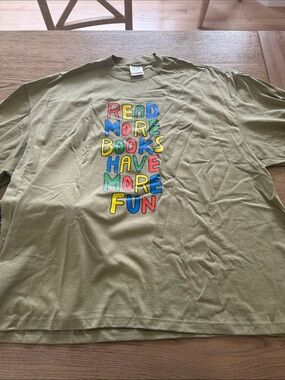 Read More Books Have More Fun Olive Graphic Tee - Unbranded